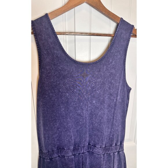 Natural Reflections Women's L Wide Leg Cropped Jersey Knit Blue Jumpsuit Romper - Picture 5 of 9